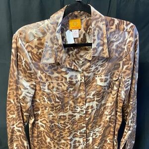 Ruby Rd. Brown Leopard Print Men's Shirt